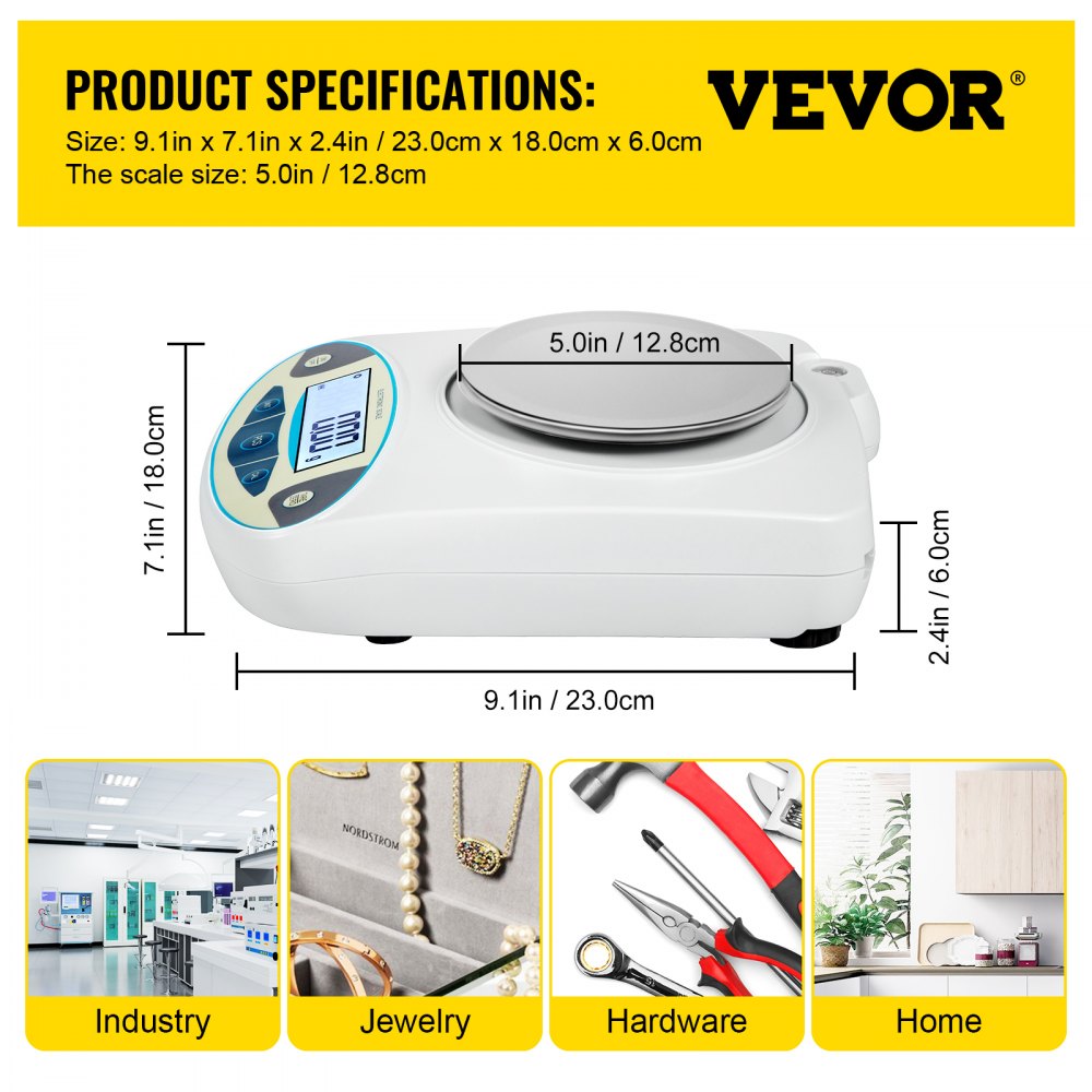 Lab Scale Analytical Balance, 3000g x 0.01g Accuracy High Precision Lab Scale 13 Units Conversion Scientific Digital Laboratory Balance Scale for Lab, Jewelry, Industrial, Business(3000g, 0.01g)
