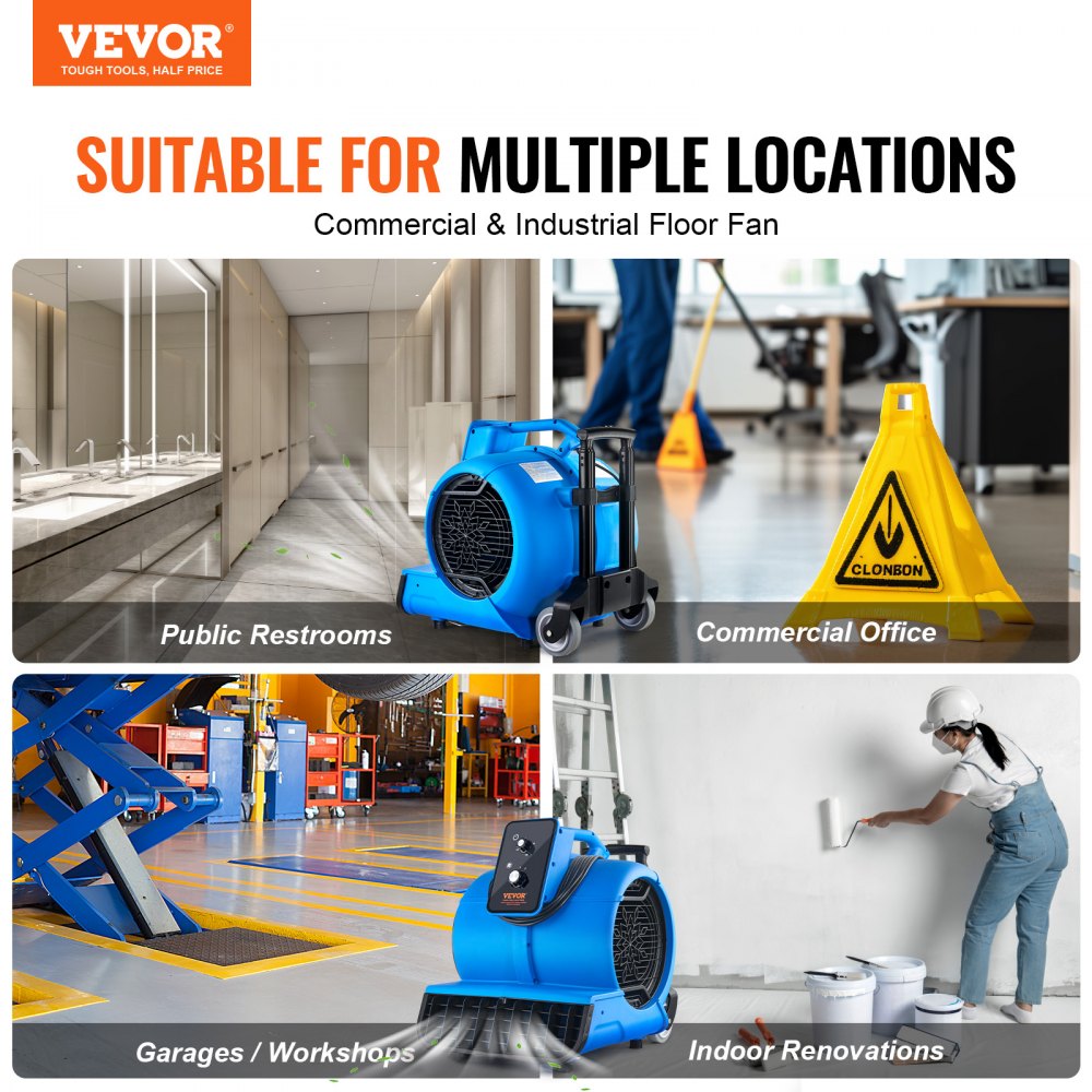 Bostome Floor Blower with three speeds and adjustable angles for efficient air movement.