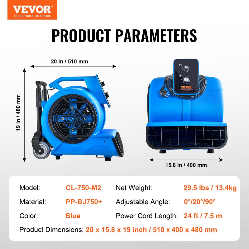 Bostome Floor Blower with three speeds and adjustable angles for efficient air movement.