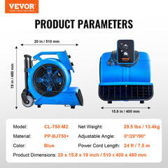 Bostome Floor Blower with three speeds and adjustable angles for efficient air movement.