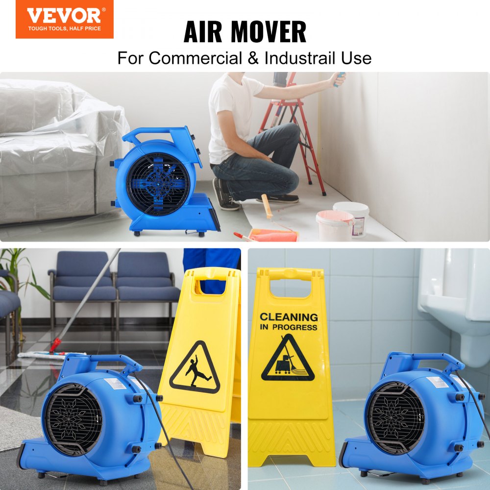 Bostome 1/2 HP Floor Blower with three speeds and adjustable angles for effective air circulation.