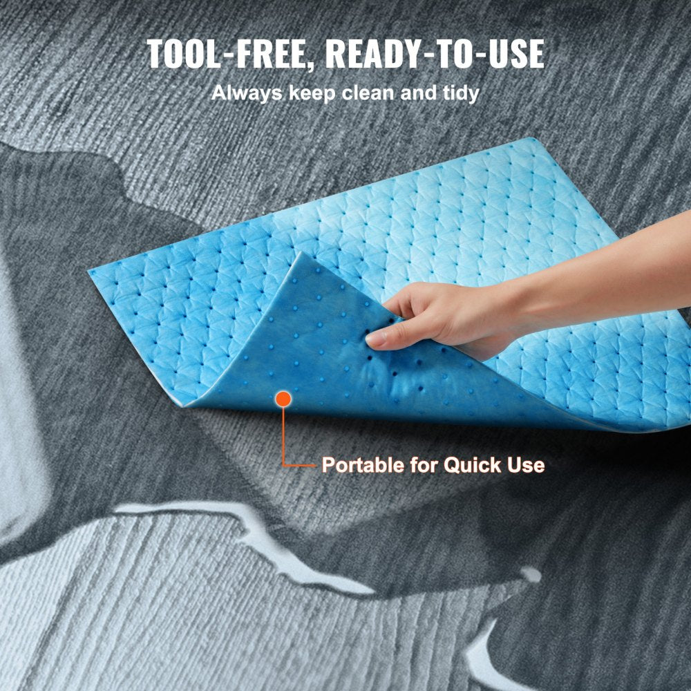Spill Absorbent Pads, Water Absorbing Mat Pad in Dispenser Box, 6 Gal Capacity, 15" L x19" W Polypropylene Absorbent Pad for Water, 30 pcs per Box