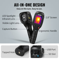 Thermal Imaging Camera, 240x180 IR Resolution with 2MP Visual Camera, 20Hz Refresh Rate Infrared Camera with -4℉~1022℉ Temperature Range, 64G Built-in SD Card and Rechargeable Li-ion Battery