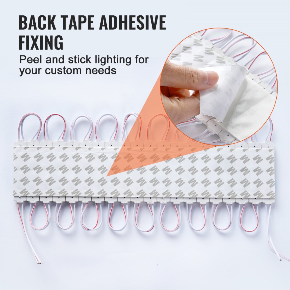 200PCS LED Storefront Lights, 103 ft DC 12V, LED Module Lights, 2835 SMD 3-LED 1.5W Window Lights with Tape Adhesive Backside, for Business Store Window Advertising Letter Signs, IP68 Waterproof
