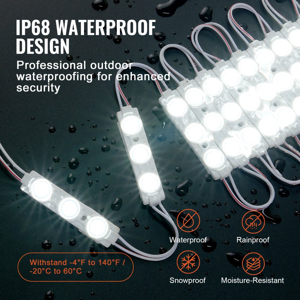 200PCS LED Storefront Lights, 103 ft DC 12V, LED Module Lights, 2835 SMD 3-LED 1.5W Window Lights with Tape Adhesive Backside, for Business Store Window Advertising Letter Signs, IP68 Waterproof