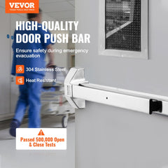 Door Push Bar Panic Exit Device, 31” Stainless Steel Commercial Emergency Exit Door Push Bar with Exterior Lever and 3 Keys, Emergency Exit Door Hardware for 30"-36" Metal Wood Door