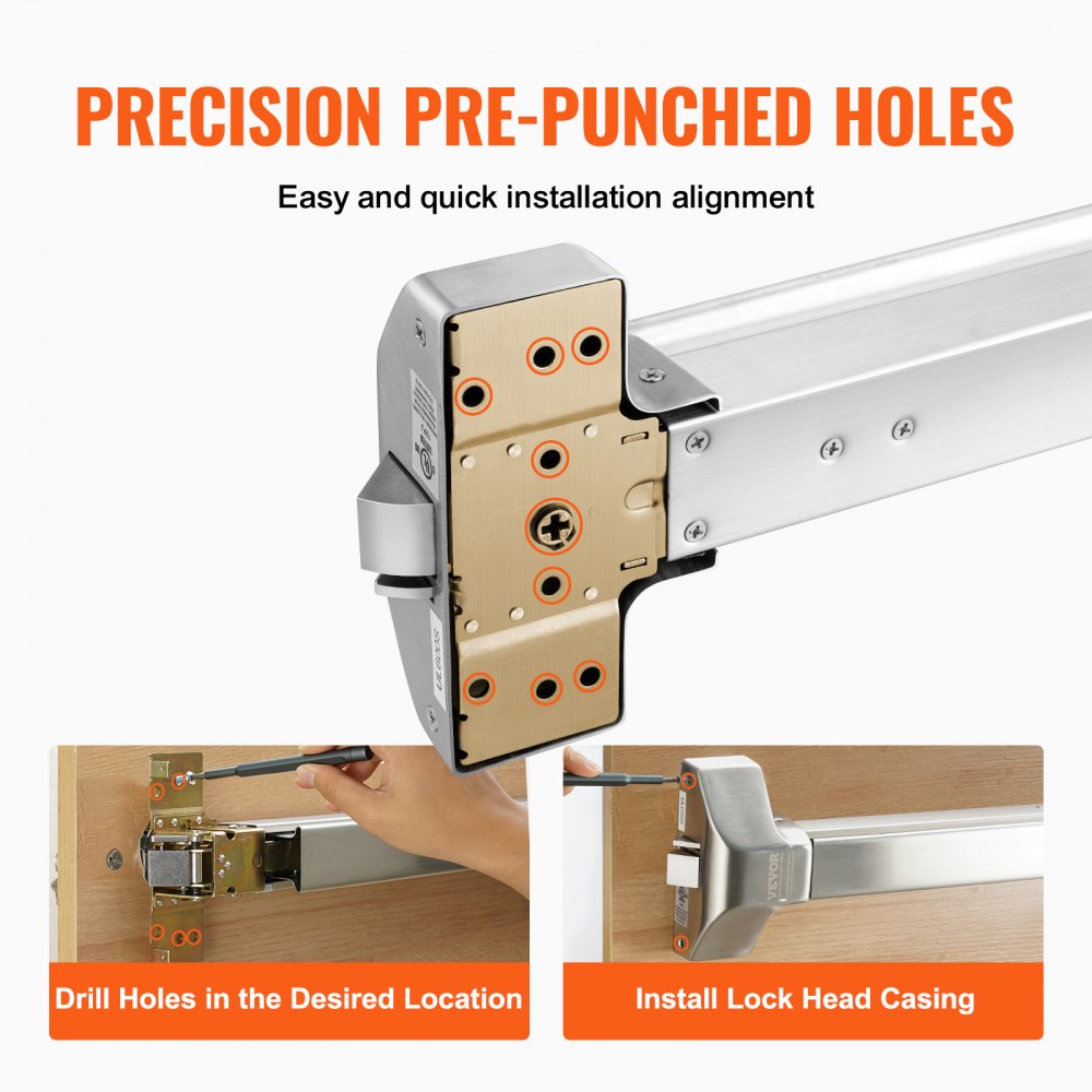 Door Push Bar Panic Exit Device, 31” Stainless Steel Commercial Emergency Exit Door Push Bar with Exterior Lever and 3 Keys, Emergency Exit Door Hardware for 30"-36" Metal Wood Door