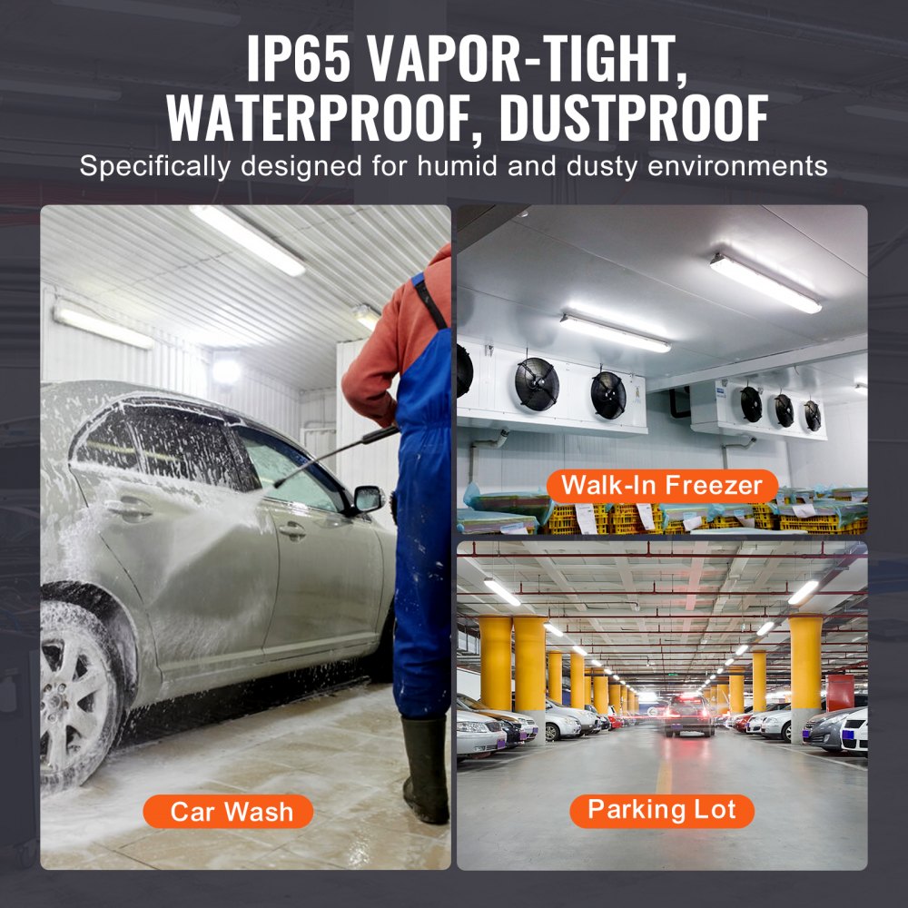 4PCS 4FT LED Vapor Tight Light 60W/50W/40W Selectable 5400/6400/7400LM