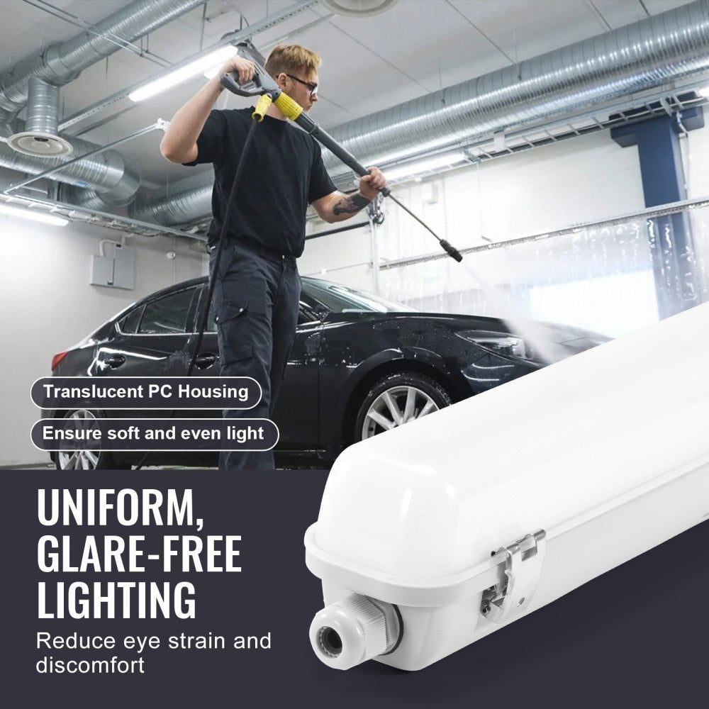 4PCS 4FT LED Vapor Tight Light 60W/50W/40W Selectable 5400/6400/7400LM