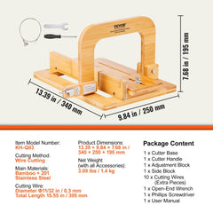 Soap Cutter, 0-2 inch Adjustable Thickness, Bamboo Soap Slicer With Adjustable Stainless Steel Wire, Multi Handmade Soap Wire Cutter for Loaf, Candles, Cheese, Butter, DIY Making Cutting Tool