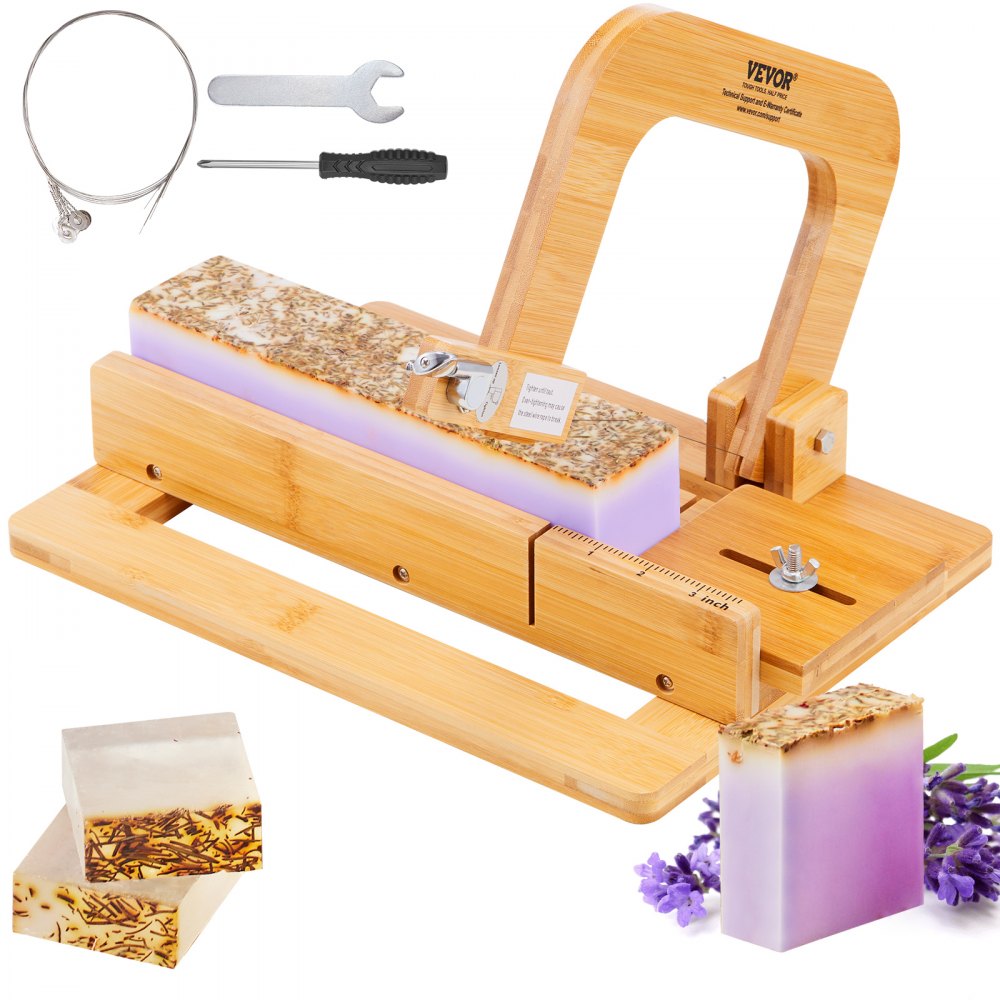 Soap Cutter, 0-2 inch Adjustable Thickness, Bamboo Soap Slicer With Adjustable Stainless Steel Wire, Multi Handmade Soap Wire Cutter for Loaf, Candles, Cheese, Butter, DIY Making Cutting Tool