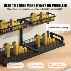 2-Tier Wire Pull Out Cabinet Under Sink Organizer 10.7"x14.2" Drawer Basket 2PCS