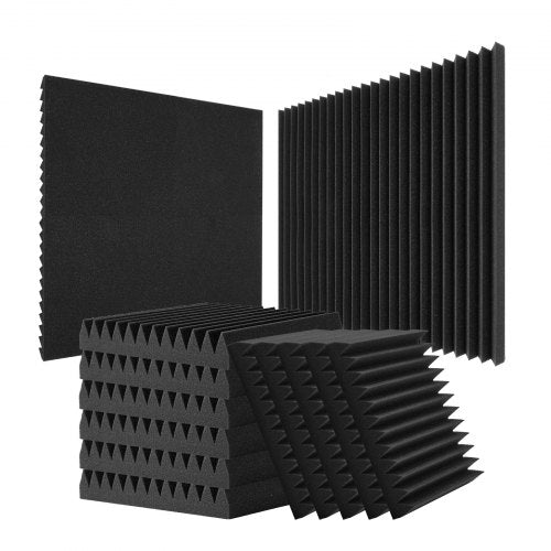 Bostome Acoustic Foam Panels in a 50 pack, featuring wedge-shaped 12x12x2" polyurethane tiles.