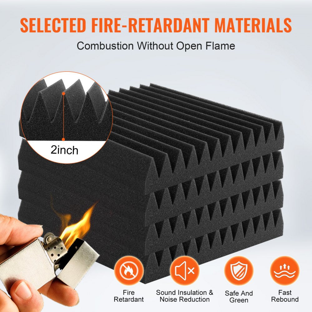 Bostome Acoustic Foam Panels in a 50-pack, featuring wedge-shaped polyurethane tiles.