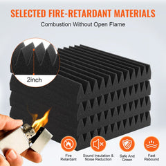 Bostome Acoustic Foam Panels in a 50-pack, featuring wedge-shaped polyurethane tiles.