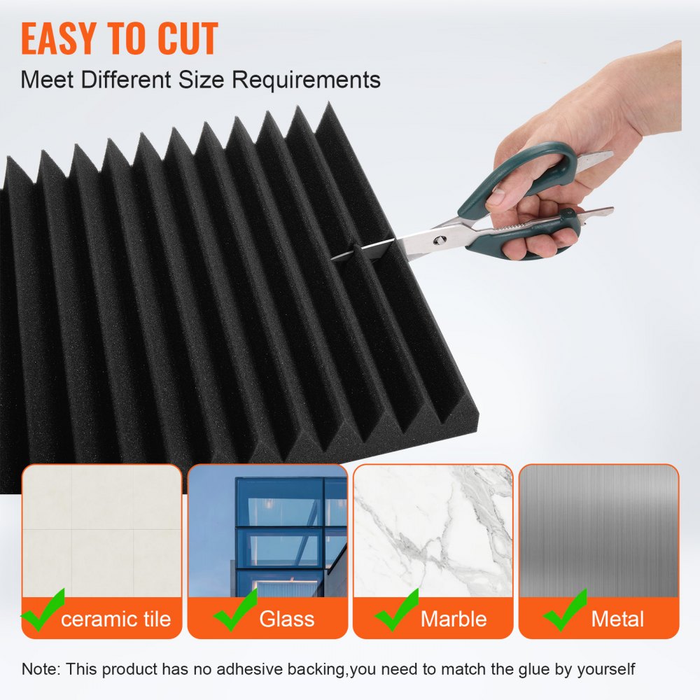 Bostome Acoustic Foam Panels in a 50-pack, each 12x12x2 inches, designed for sound absorption.