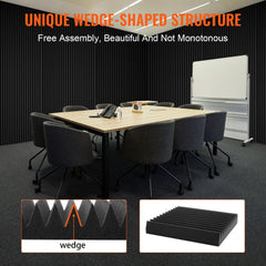 Bostome Acoustic Foam Panels in a 50-pack, featuring wedge-shaped 12x12x2" polyurethane tiles.