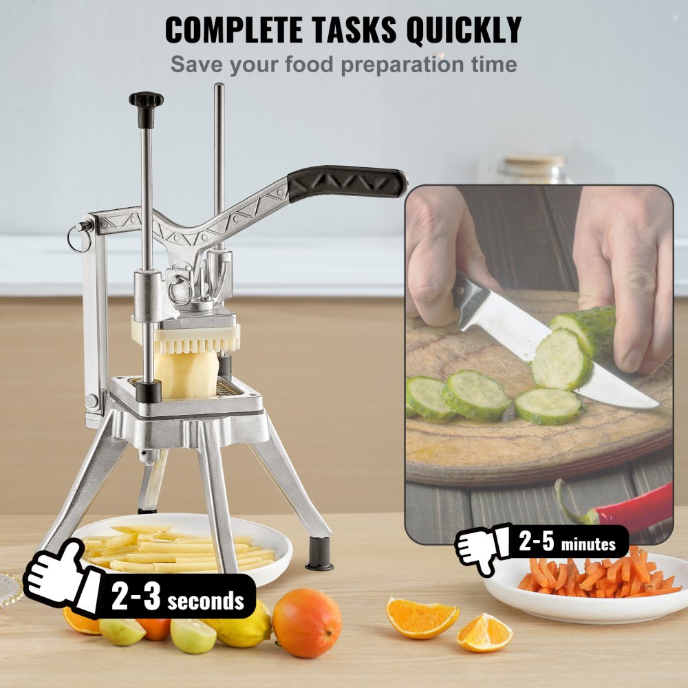 Commercial Vegetable Fruit Chopper 1/2″ Blade Heavy Duty Professional Food Dicer Kattex French Fry Cutter Onion Slicer Stainless Steel for Tomato Peppers Potato Mushroom, Sliver