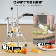 Commercial Vegetable Fruit Chopper 1/2″ Blade Heavy Duty Professional Food Dicer Kattex French Fry Cutter Onion Slicer Stainless Steel for Tomato Peppers Potato Mushroom, Sliver
