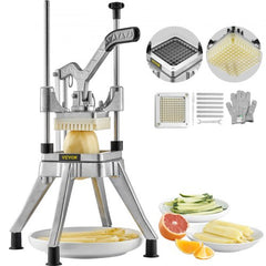 Commercial Vegetable Fruit Chopper 1/4" Blade Heavy Duty Professional Food Dicer Kattex French Fry Cutter Onion Slicer Stainless Steel for Tomato Peppers Potato Mushroom