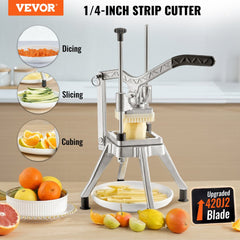 Commercial Vegetable Fruit Chopper 1/4" Blade Heavy Duty Professional Food Dicer Kattex French Fry Cutter Onion Slicer Stainless Steel for Tomato Peppers Potato Mushroom
