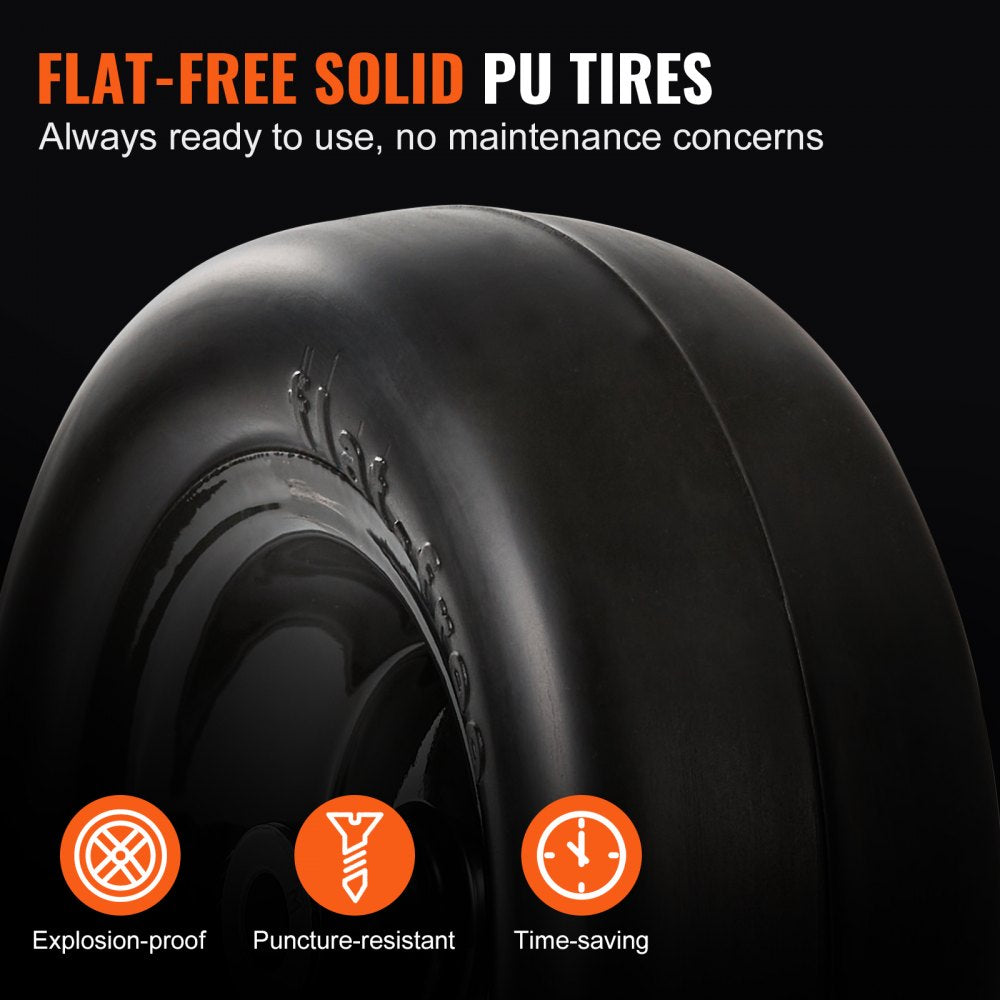 Lawn Mower Tires with Rim, 11x4-7" Tubeless Tractor Tires, 2-Pack Tire and Wheel Assemby, Flat-free PU Tire, 3.4" Centered Hub, 3/4" Bushing Size, 20 PCS Adapters for Riding Mowers Lawn Tractors