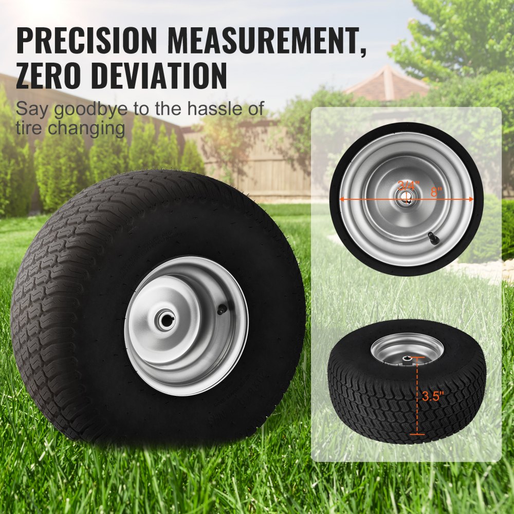 Lawn Mower Tires with Rim, 20x8-8" Tubeless Tractor Tires, 2-Pack Tire, S-Turf Pneumatic Tires with 3.5" Offset Hub and 3/4" Bushing Size, for Riding Mowers Lawn Tractors