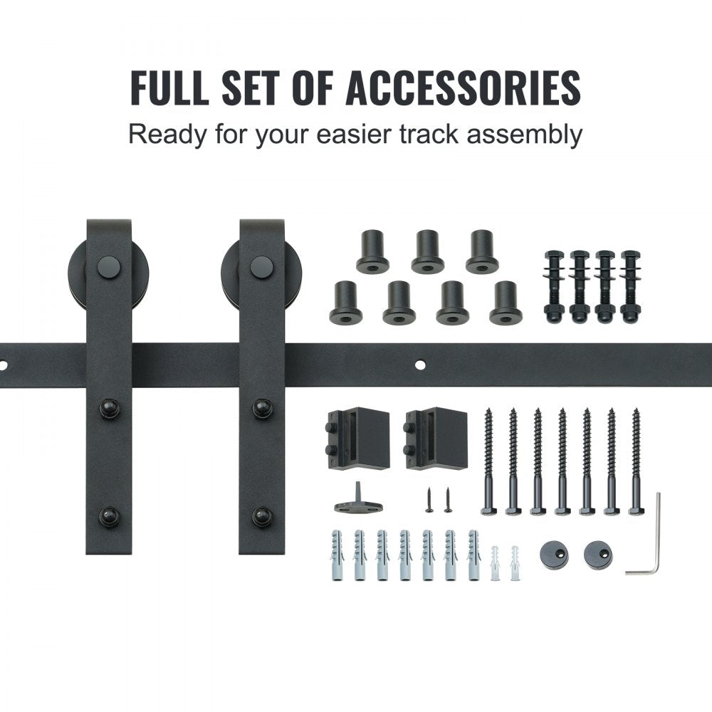 8FT Sliding Barn Door Hardware Kit, 330LBS Loading Heavy Duty Barn Door Track Kit for Single Door, Fit 3.7-4.3FT Wide and 1.3"-1.8" Thick Door Panel, with Smooth & Silent Pulley (J Shape)