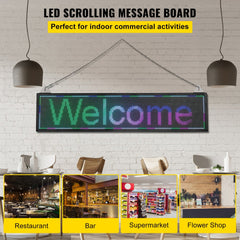 LED Scrolling Sign, 40" x 9" WiFi & USB Control, Full Color P6 Programmable Display, Indoor High Resolution Message Board, High Brightness Electronic Sign, Perfect Solution for Advertising