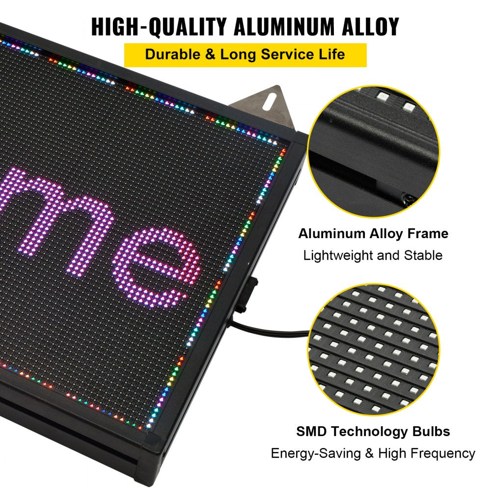 LED Scrolling Sign, 40" x 9" WiFi & USB Control, Full Color P6 Programmable Display, Indoor High Resolution Message Board, High Brightness Electronic Sign, Perfect Solution for Advertising