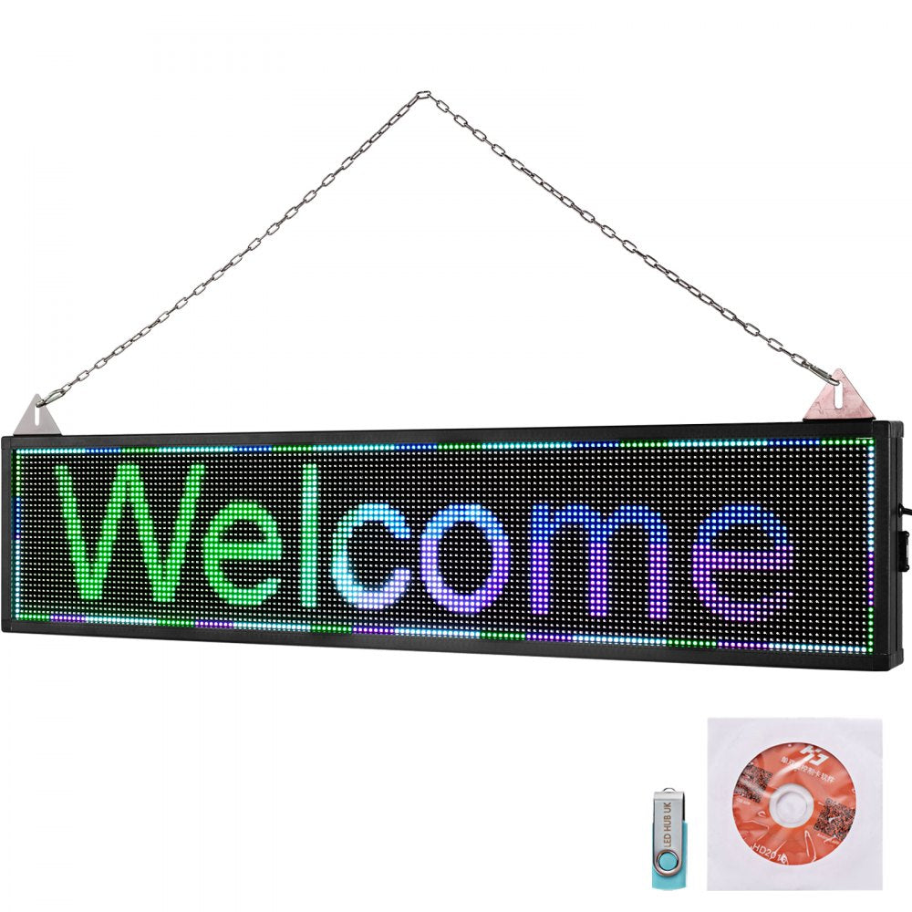 LED Scrolling Sign, 40" x 9" WiFi & USB Control, Full Color P6 Programmable Display, Indoor High Resolution Message Board, High Brightness Electronic Sign, Perfect Solution for Advertising