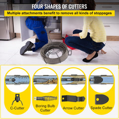 Bostome 100ft x 1/2in solid core drain cleaning cable made of durable 65MN steel.