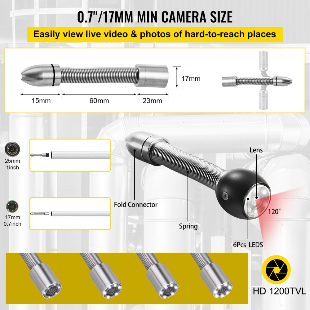 Sewer Camera, 32.8FT 4.3" Screen, Pipeline Inspection Camera with DVR Function & Snake Cable, Waterproof IP68 Borescope w/LED Lights, Industrial Endoscope for Home Wall Duct Drain Pipe Plumbing