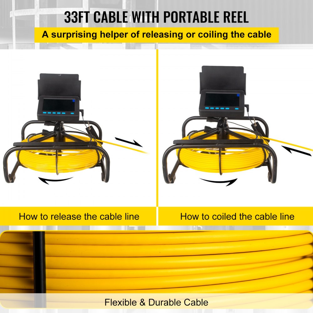 Sewer Camera, 32.8FT 4.3" Screen, Pipeline Inspection Camera with DVR Function & Snake Cable, Waterproof IP68 Borescope w/LED Lights, Industrial Endoscope for Home Wall Duct Drain Pipe Plumbing