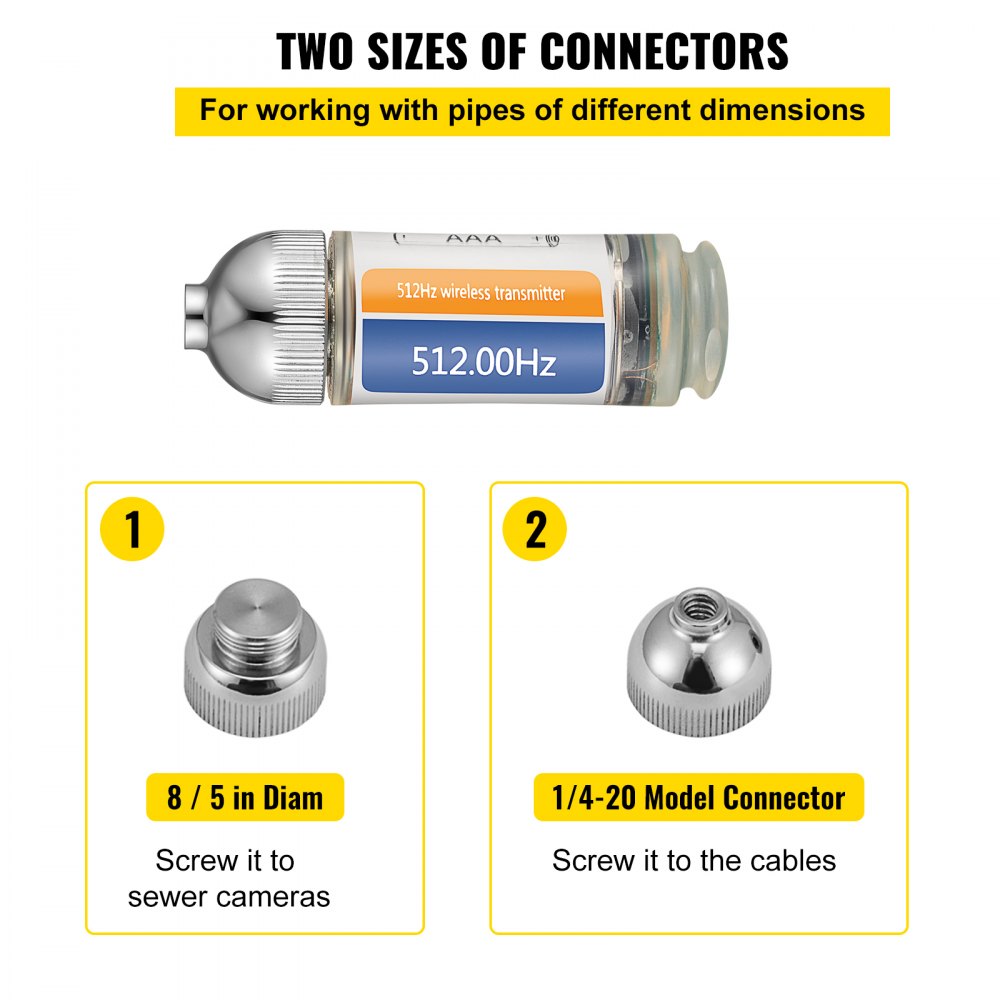 Two sizes of stainless steel connectors for 512Hz sonde locator, for pipes of different dimensions.