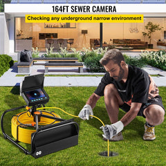 Sewer Camera, 164 ft/50 m, 4.3" Pipe Drain Inspection Camera with DVR Function and LED Lights, Waterproof IP68 Borescope, Industrial Endoscope for Home Wall Duct Drain Pipe Plumbing (Without Wheels)