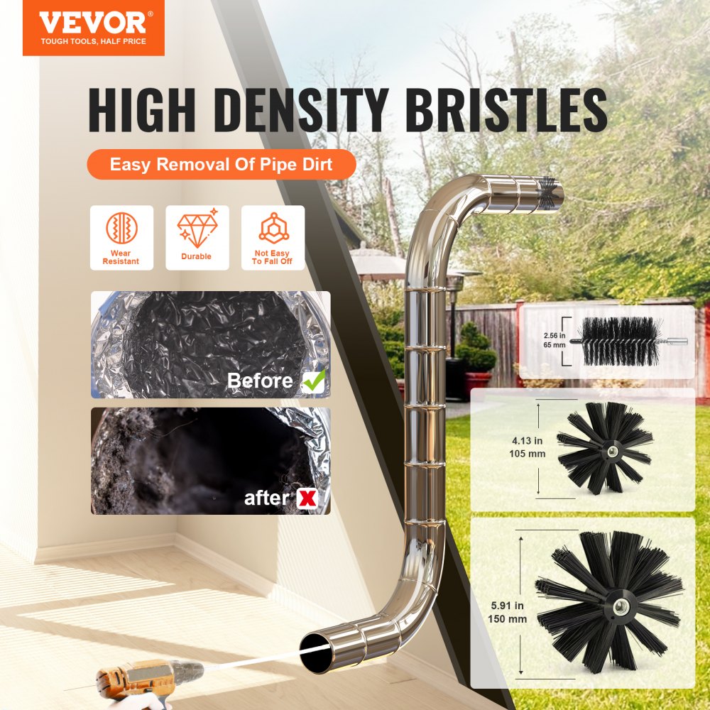 22 Pieces 30 FEET Dryer Vent Cleaner Kit, Include 3 Different Sizes Flexible Lint Trap Brush, Reinforced Nylon Duct Cleaning Dryer Vent Brush, Dryer Cleaning Kit with Clamp Connectors