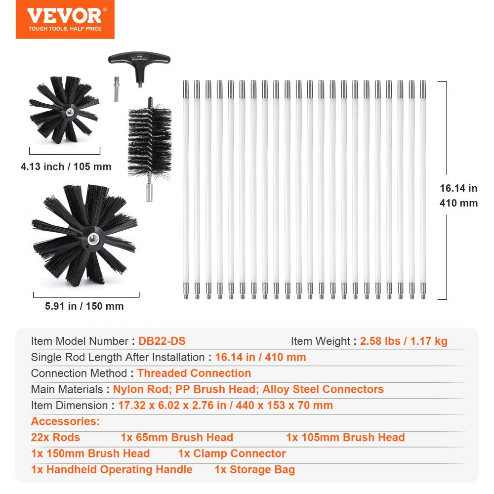 22 Pieces 30 FEET Dryer Vent Cleaner Kit, Include 3 Different Sizes Flexible Lint Trap Brush, Reinforced Nylon Duct Cleaning Dryer Vent Brush, Dryer Cleaning Kit with Clamp Connectors