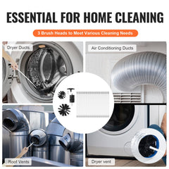 29 Pieces 40 FEET Dryer Vent Cleaner Kit, Include 3 Different Sizes Flexible Lint Trap Brush, Reinforced Nylon Duct Cleaning Dryer Vent Brush, Dryer Cleaning Kit with Clamp Connectors
