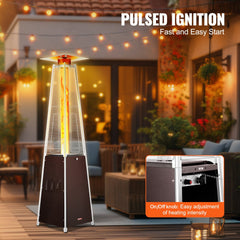 Propane Patio Heater 48000BTU Pyramid w/Wheels for Outdoor Patio Bronze
