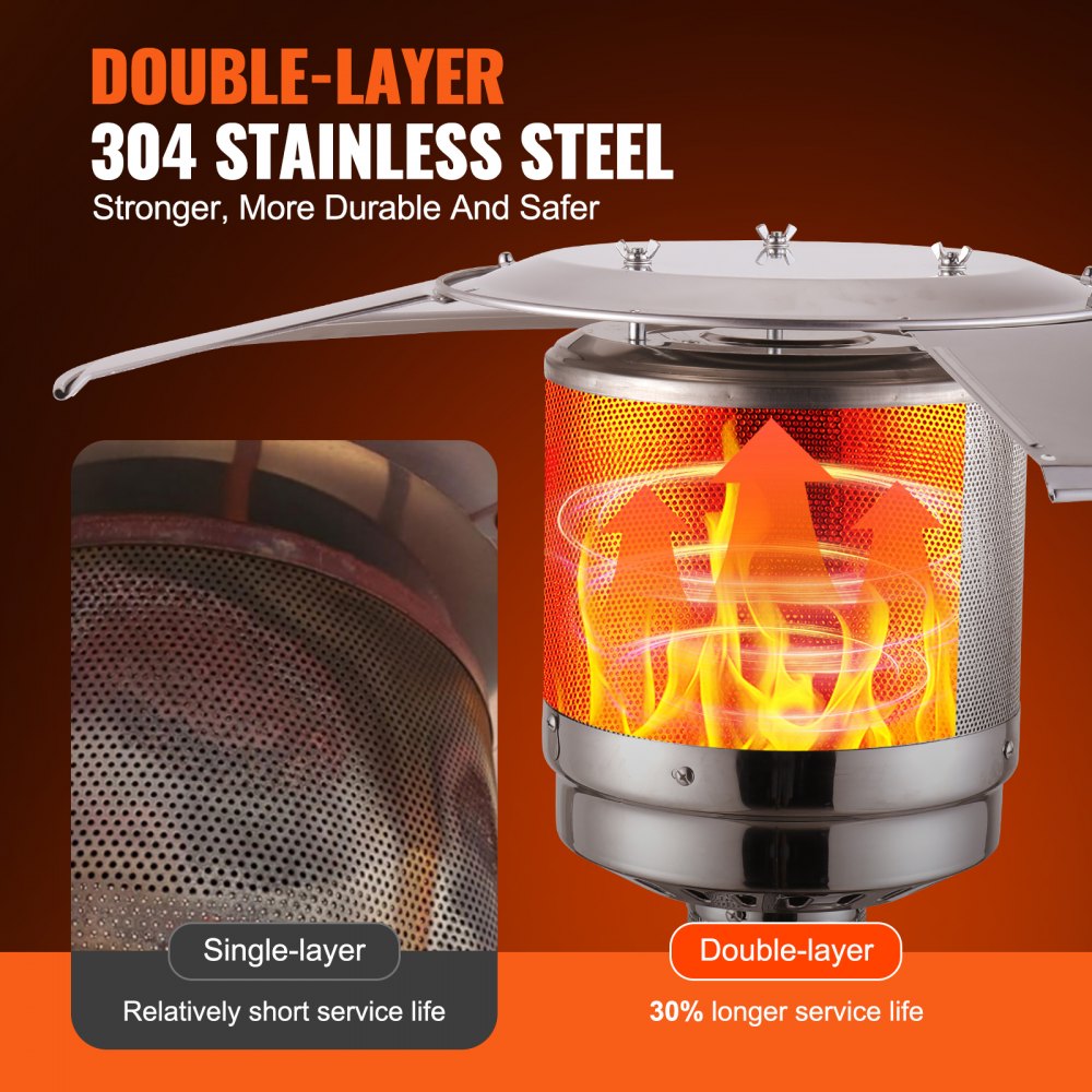 Propane Patio Heater 50000BTU Tall Hammered w/Round Table Outdoor Silver