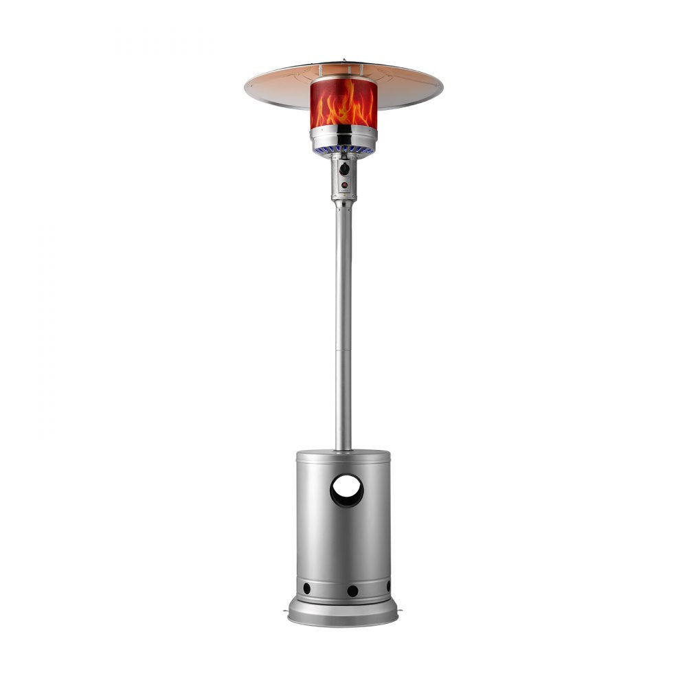 Propane Patio Heater 50000BTU Tall Hammered w/Round Table Outdoor Silver