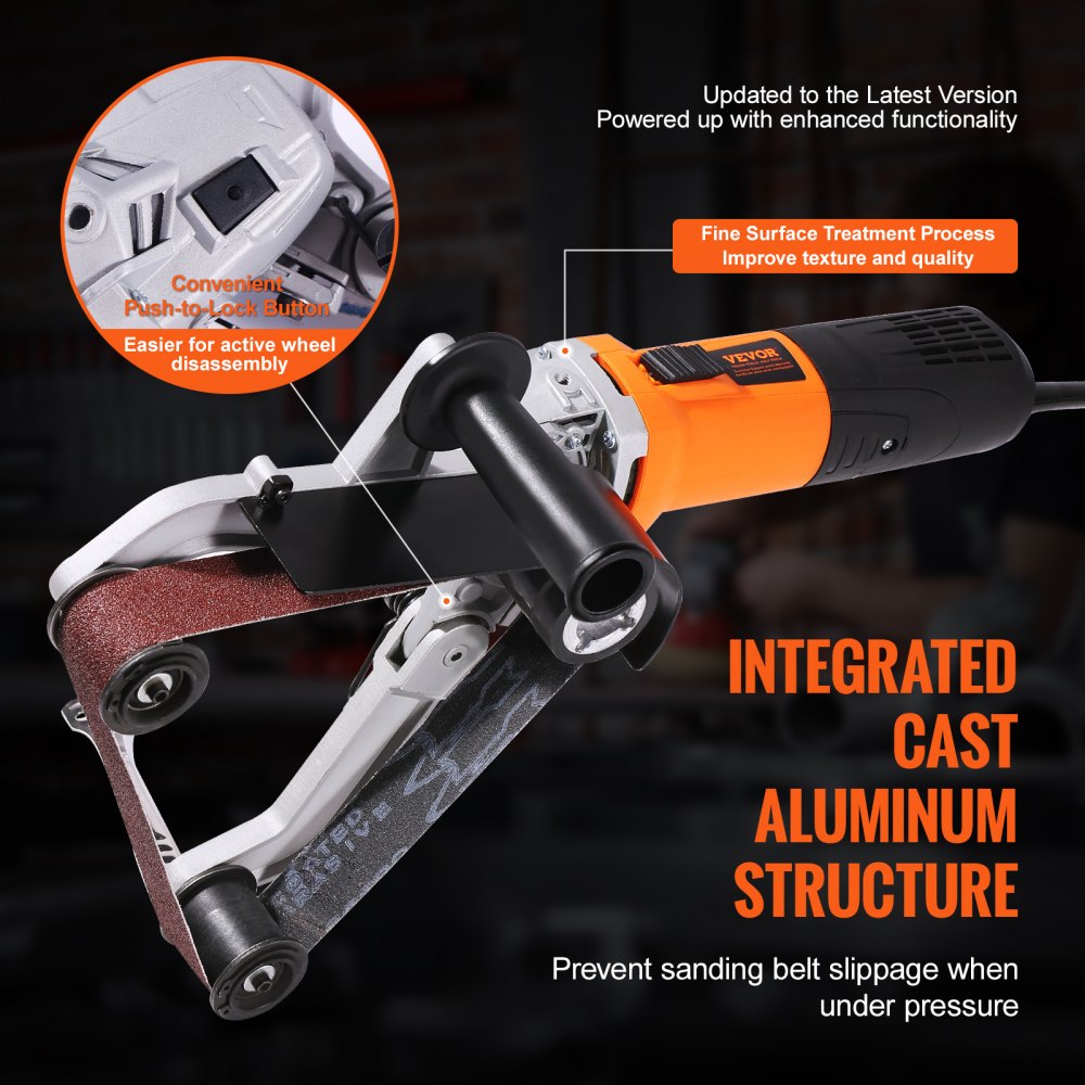 Pipe Tube Polisher Sander, 1000W Pipe Belt Sander with 6 Variable Speeds 1100-3200rpm, Professional Belt Sander Grinding Machine with 3PCS Sanding Belts for Burnishing Finishing Rust Removal