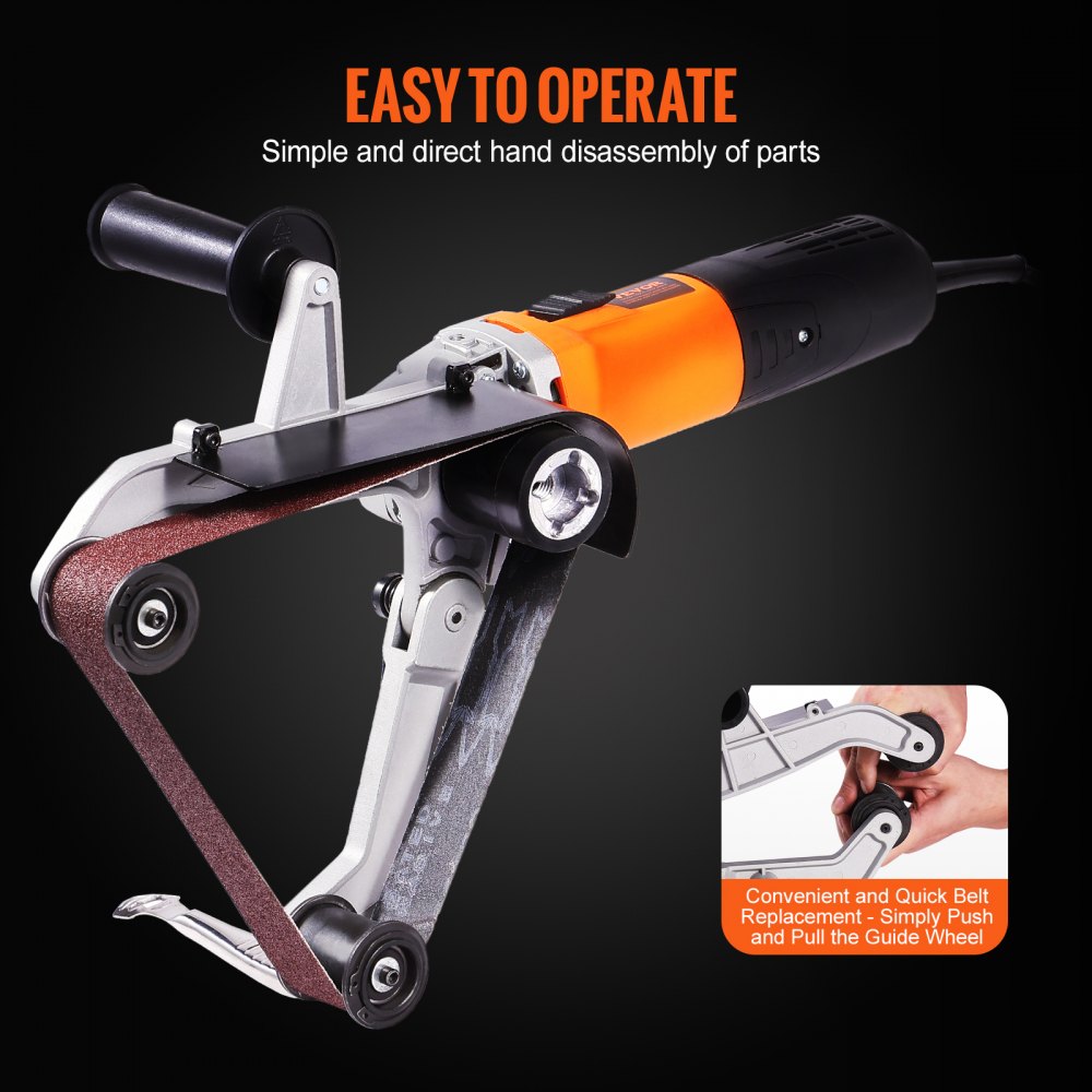 Pipe Tube Polisher Sander, 1000W Pipe Belt Sander with 6 Variable Speeds 1100-3200rpm, Professional Belt Sander Grinding Machine with 3PCS Sanding Belts for Burnishing Finishing Rust Removal