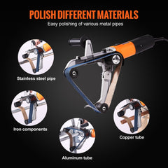 Pipe Tube Polisher Sander, 1000W Pipe Belt Sander with 6 Variable Speeds 1100-3200rpm, Professional Belt Sander Grinding Machine with 50PCS Sanding Belts for Burnishing Finishing Rust Removal