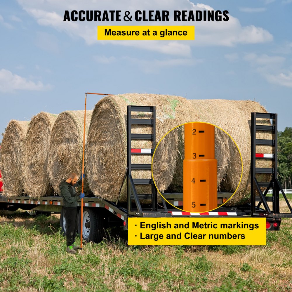 Bostome 15ft fiberglass measuring stick with high-visibility markings for accurate height measurements.