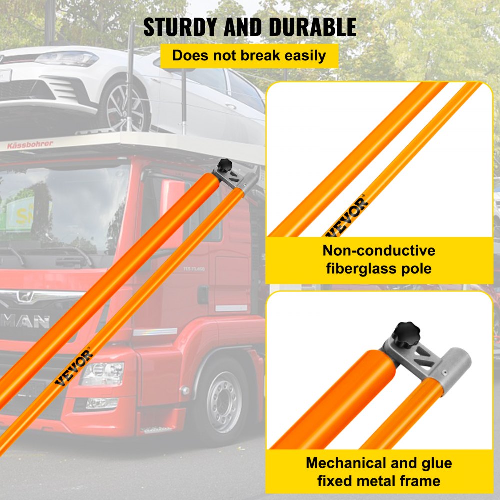 Load Height Measuring Stick, 20` Sturdy Fiberglass Truck Height Stick with Adjustable Pole, Non-conductive Truck Height Measuring Stick with Carrying Bag, Height Stick for Trucks, Car Haulers