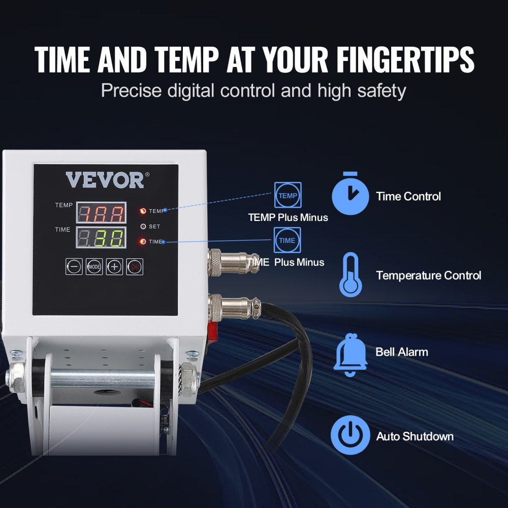 Bostome 15x15 digital heat press machine in white with adjustable pressure and digital controls.