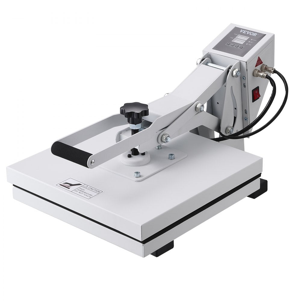 Bostome 15x15 digital heat press machine in white with a large heating pad and control board.