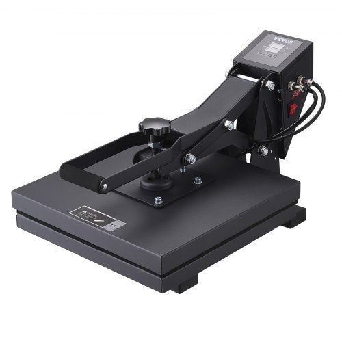 Bostome 15x15 heat press machine with digital control, adjustable pressure, and Teflon coating.